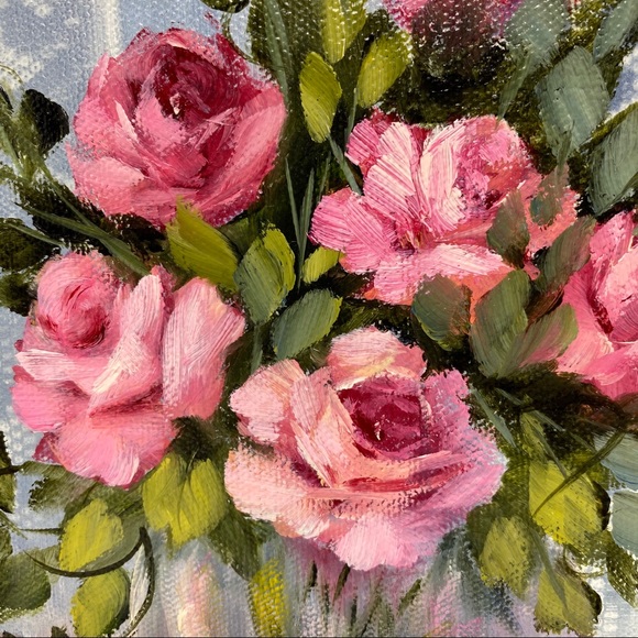 SIGNED Floral Canvas Painting P. Nuttall - Picture 4 of 10